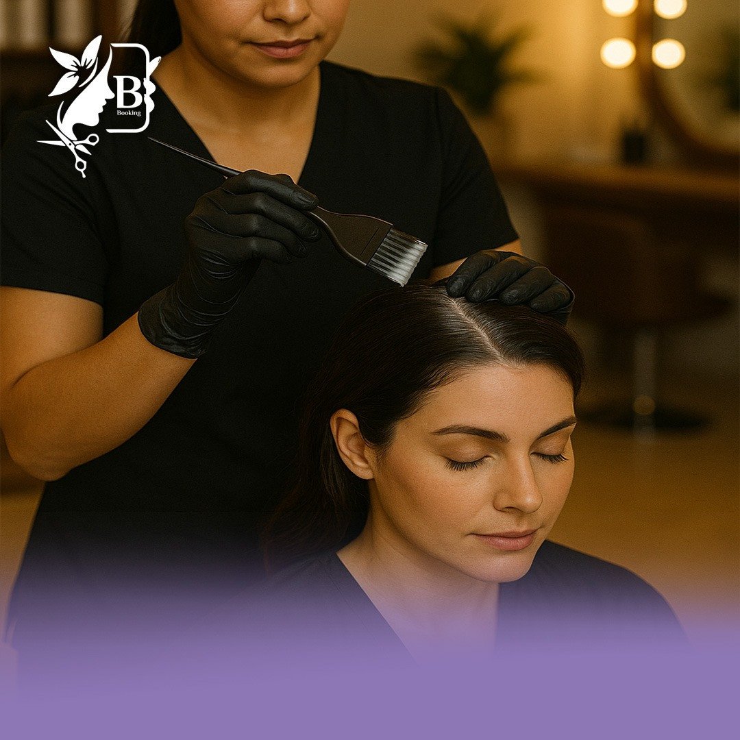 صبغة جذور مع الزبونة